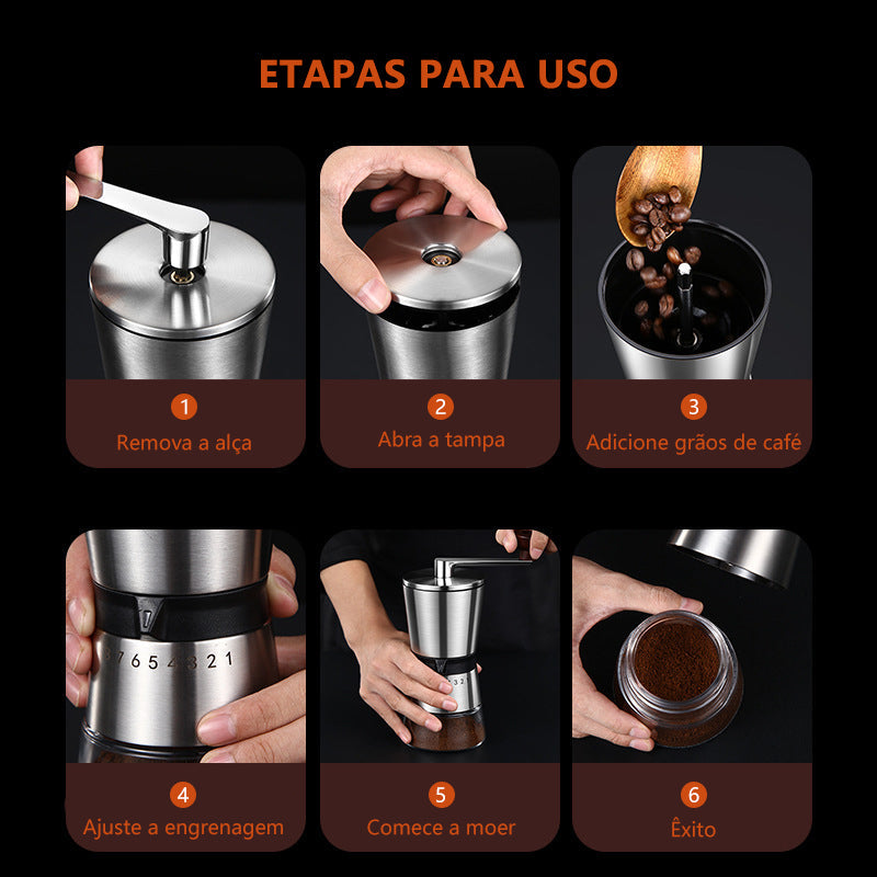 Exclusivo Moedor de Café Manual 8 níveis de moagem Tudo pra Café