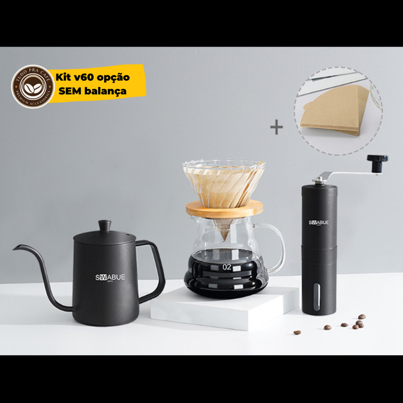 Kit Premium para método Café V60 - Faça o melhor café filtrado do mundo em sua casa! Tudo pra Café