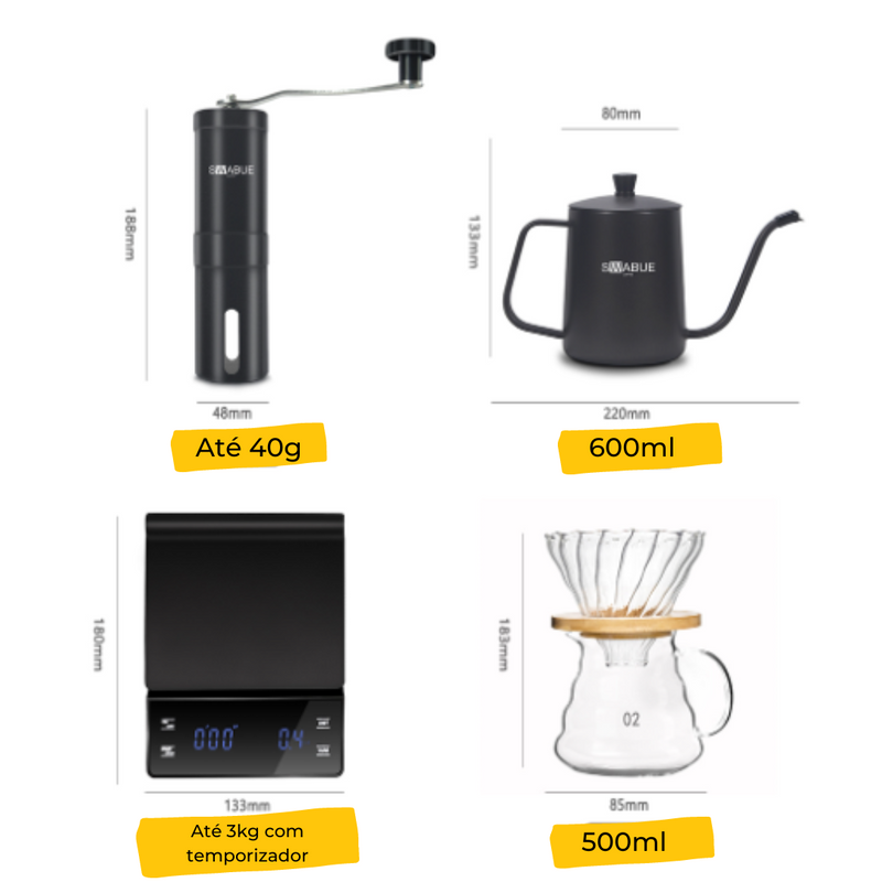 Kit Premium para método Café V60 - Faça o melhor café filtrado do mundo em sua casa! Tudo pra Café