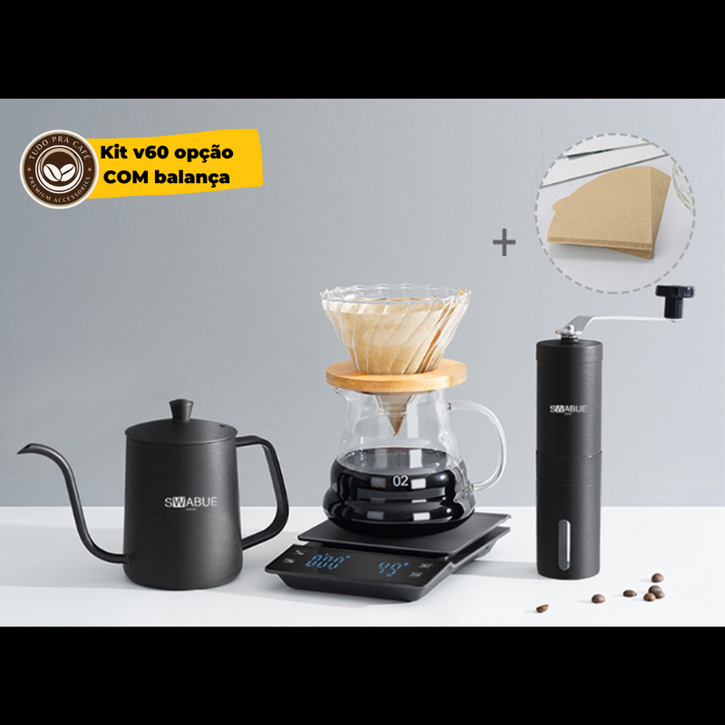 Kit Premium para método Café V60 - Faça o melhor café filtrado do mundo em sua casa! Tudo pra Café